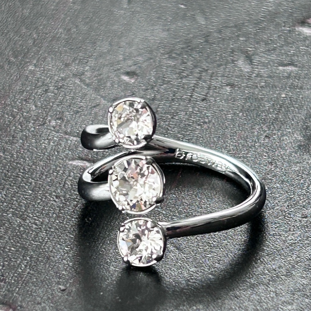 Broadway Elegant stainless Steel Silver Ring with Clear Stones